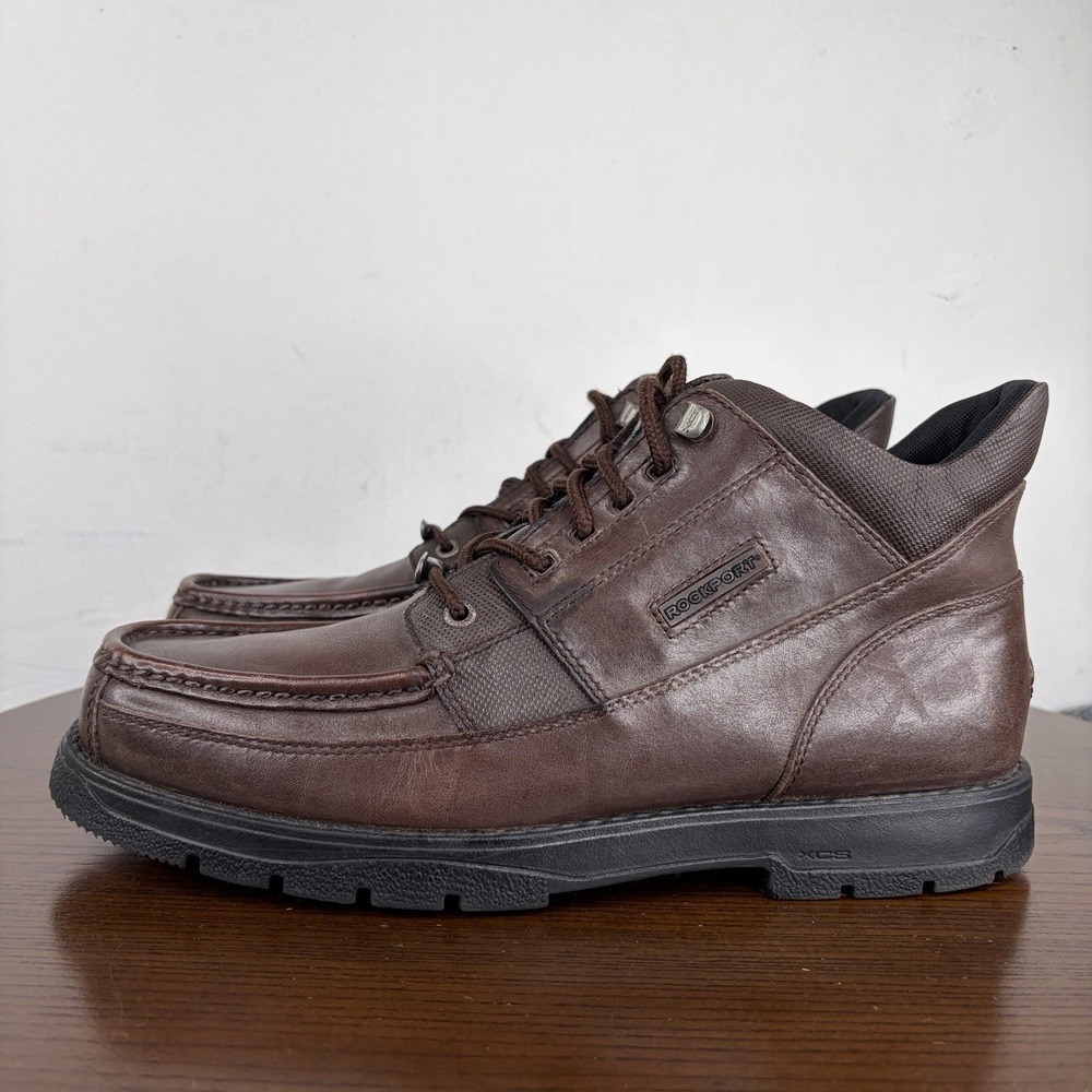 Rockport XCS Boots Men's 11.5M Brown Leather Hydro Shield Waterproof Chukka Moc